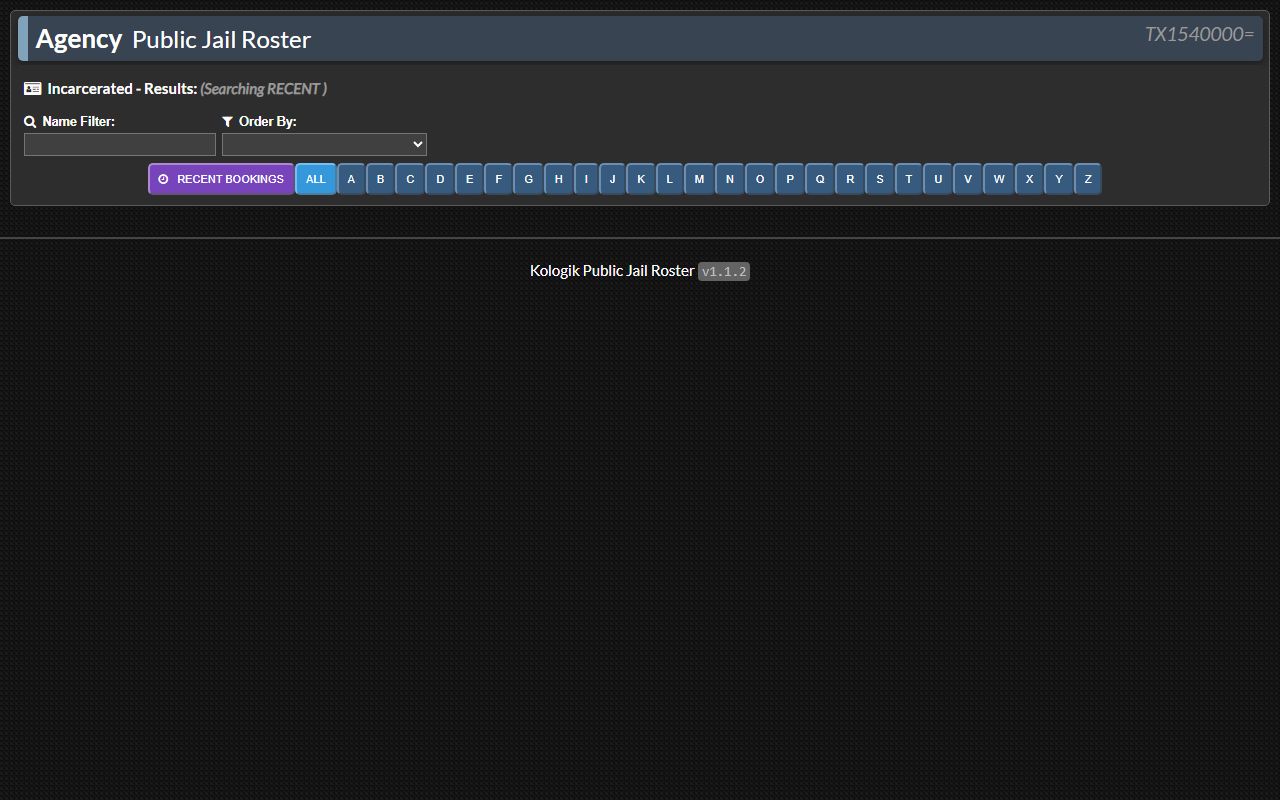 McCulloch County inmate roster search fields on Kologik